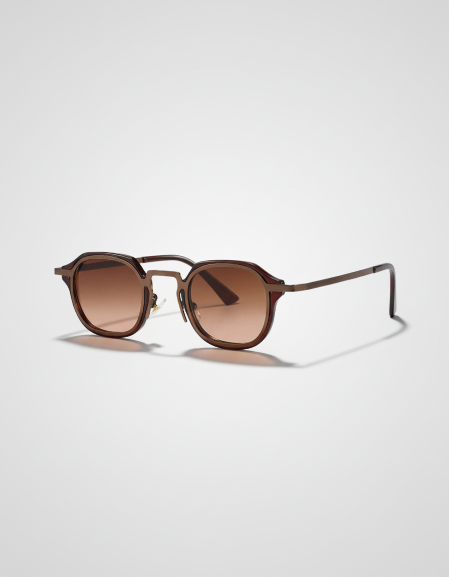 Brown sunglasses on a light gray background