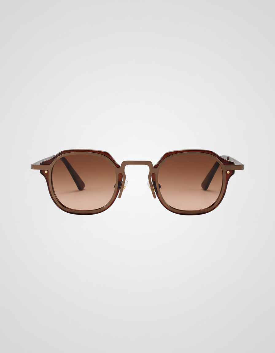 Brown sunglasses on a light gray background