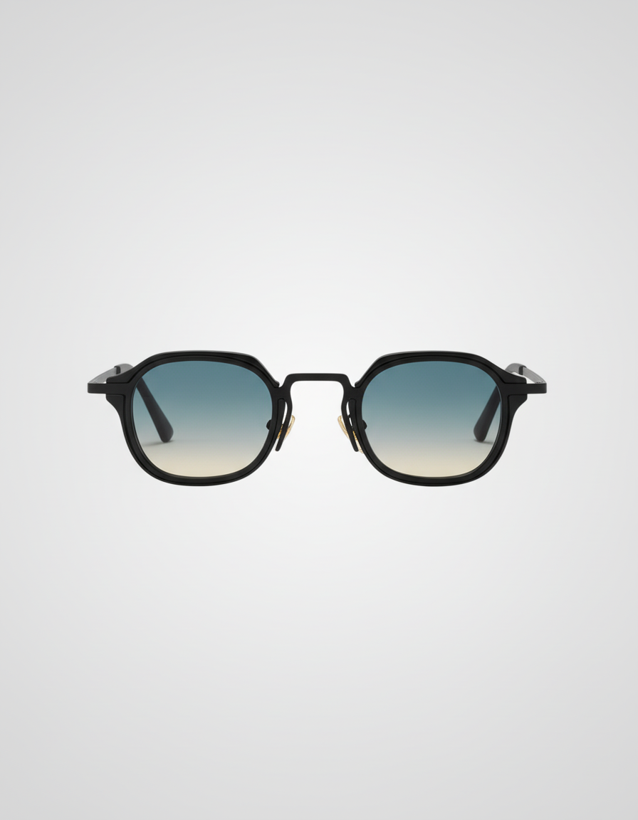 Sunglasses with gradient lenses on a light gray background