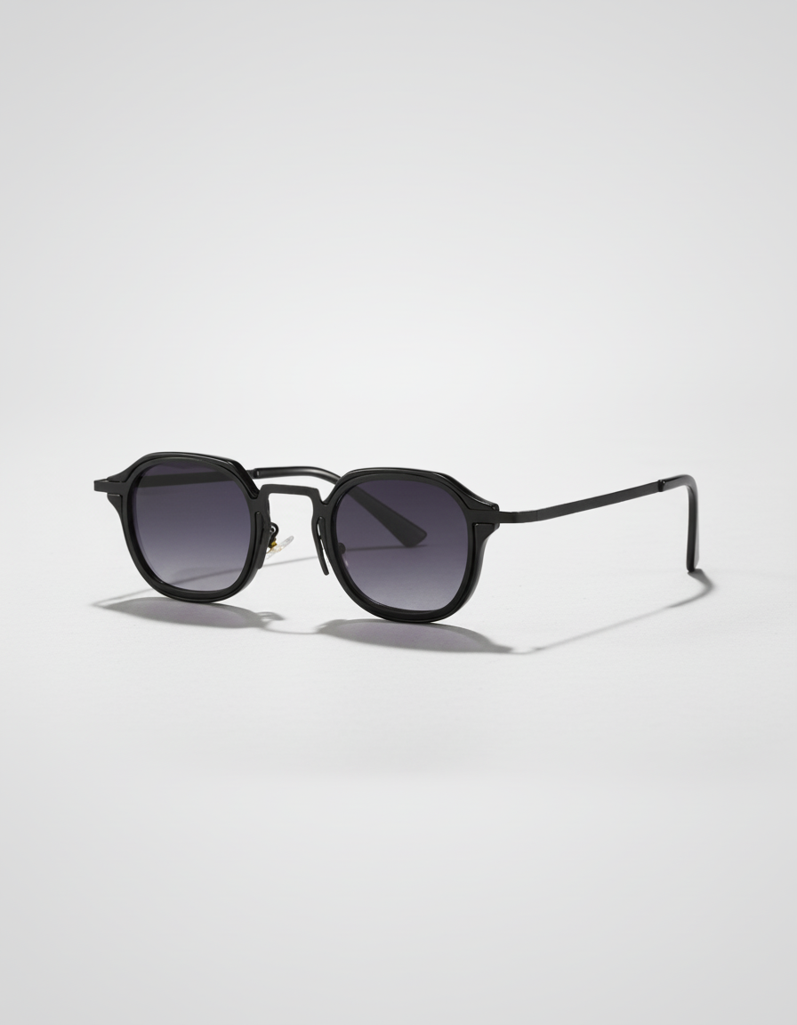 Black sunglasses on a light gray background