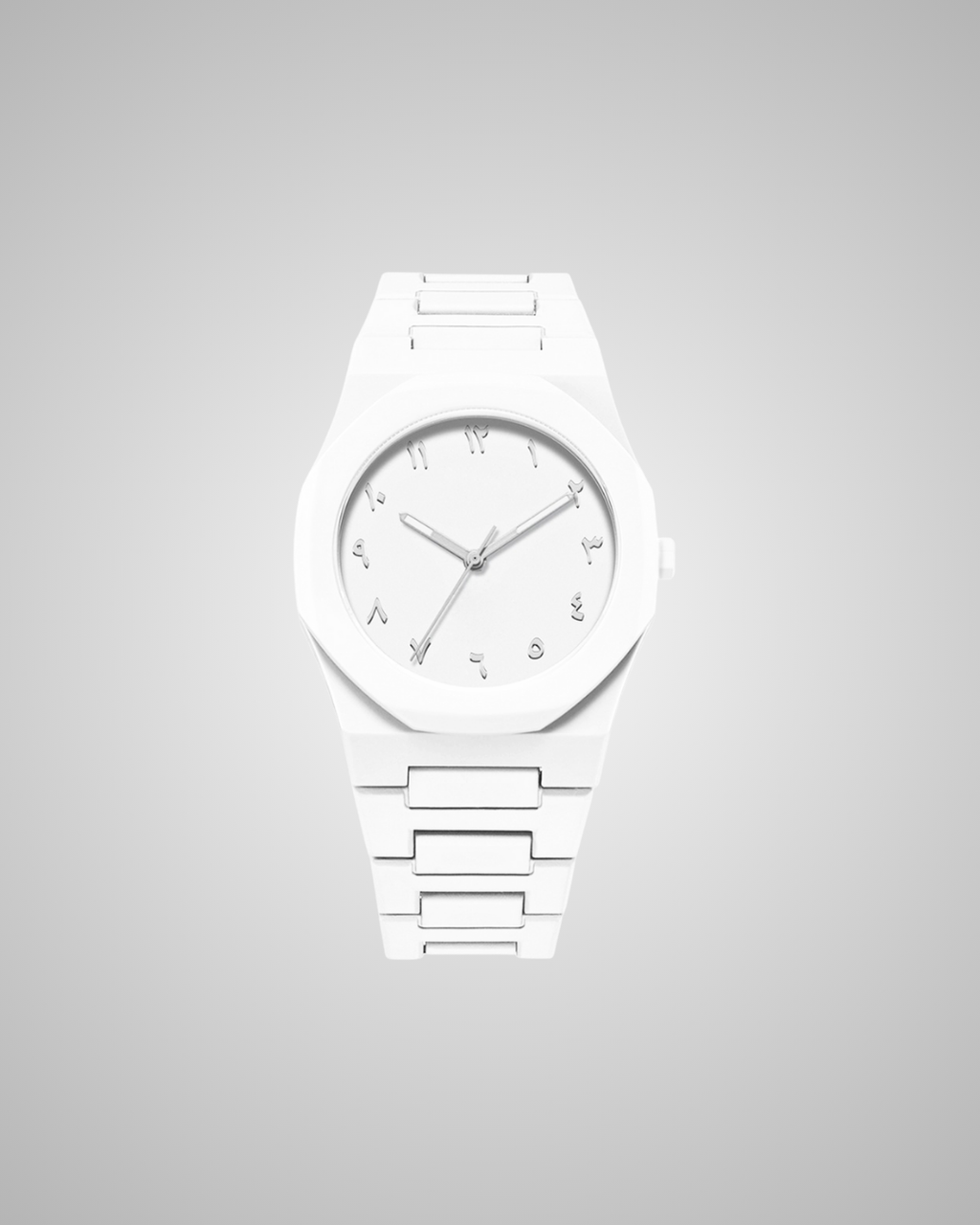White watch on a light gray background