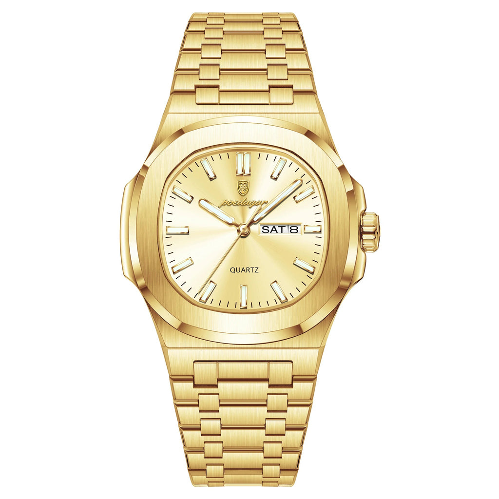 Gold watch on a white background