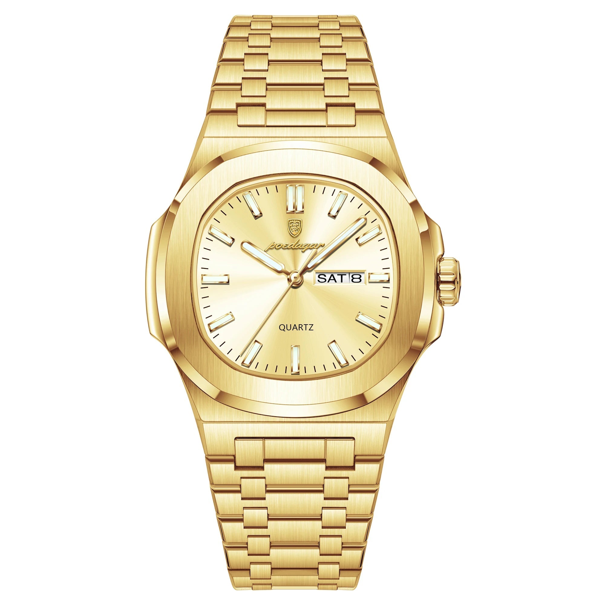 Gold watch on a white background